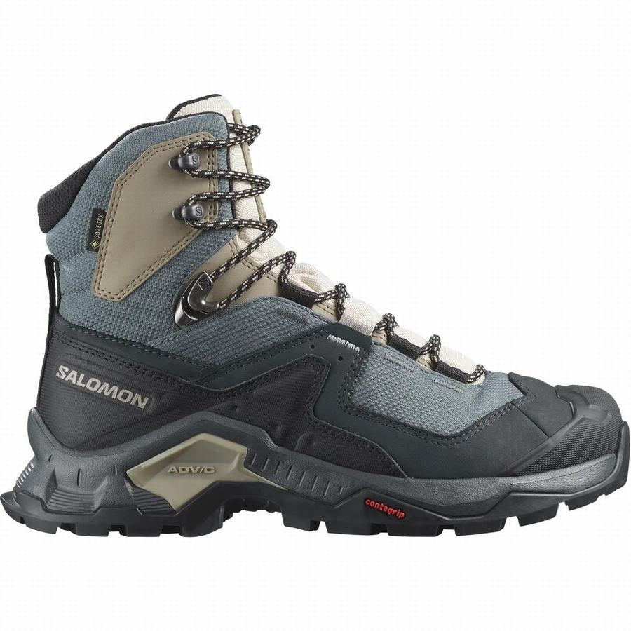 Salomon Quest Element Gore-tex Wandelschoenen Dames Grijs/Zwart/Khaki (PDQ2795JD)